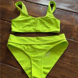 Neon Green Ribbed Bikini Set